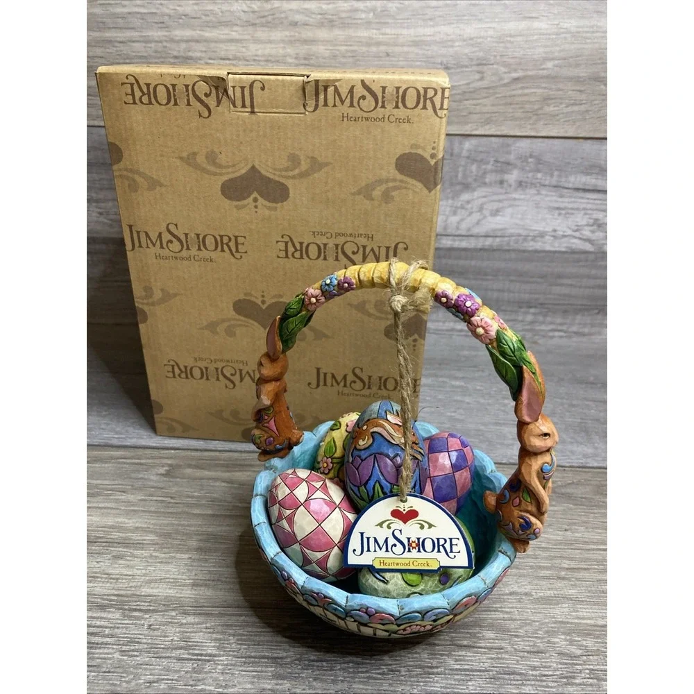 VTG Jim Shore Heartwood creek 2006 Hunting eggs finding joy Easter Basket‎ w Box